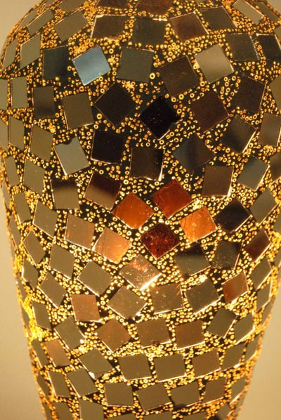 Four Seasons- Table Lamp Light Black Gold and Silver Glass Mosaic Vase Lamp Electric