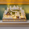 The Christmas Workshop Light Up Wooden Festive Scenes/Indoor Christmas Decorations/Warm White LEDs/Hand Crafted (Christmas House with Forest)