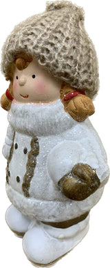 White Ceramic Girl With Woolly Hat