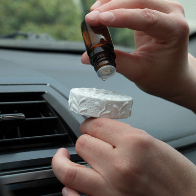 Ceramic Essential Oil Diffuser for Car + Peppermint Essential Oil, Vineyard