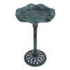 GardenKraft verdigris solar bird bath with LED lights