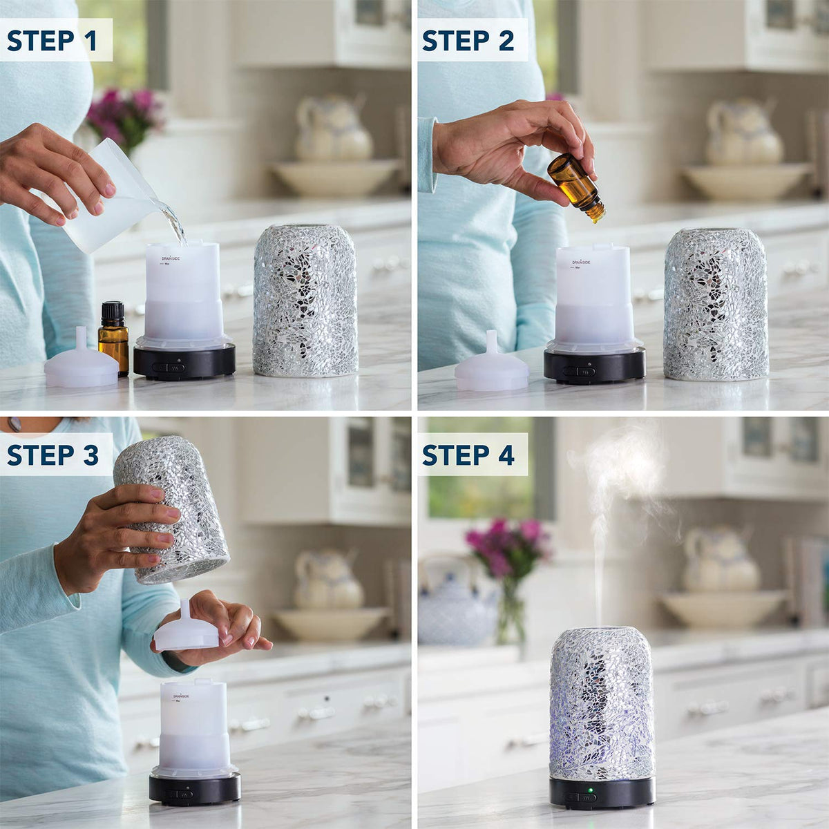 Airomé Reflection 100ml silver mosaic essential oil diffuser