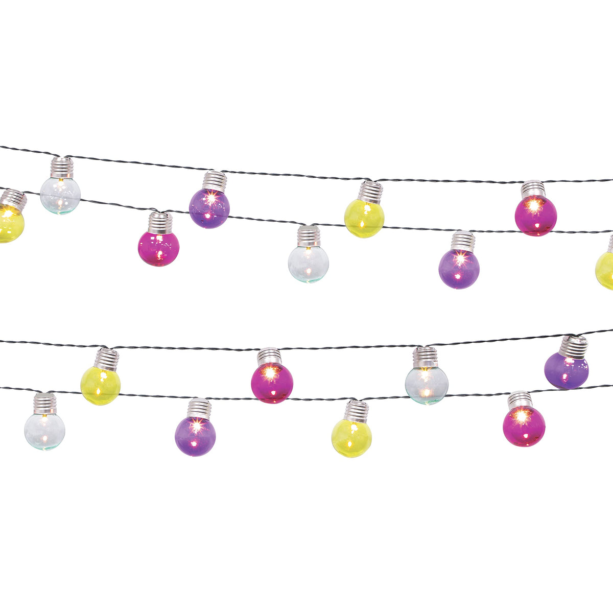 50 multi-coloured retro globe LED string lights
