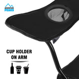 Adventure Peaks black folding camping chair with carry bag and cup holder