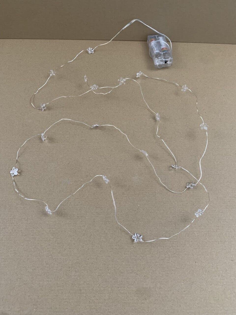 Warm white battery-operated flower LED string lights