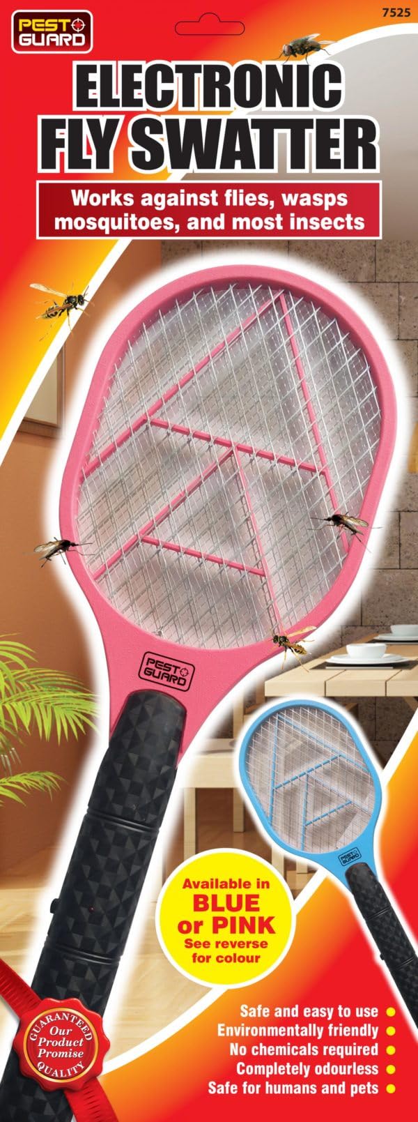Battery-operated electric fly swatter pest control bat