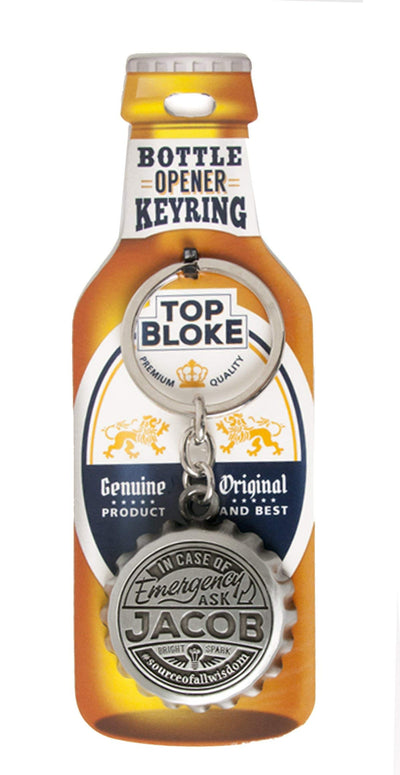 Top Bloke Bottle Top Design Key Ring Bottle Opener - Personalised to The Name of"Jacob"