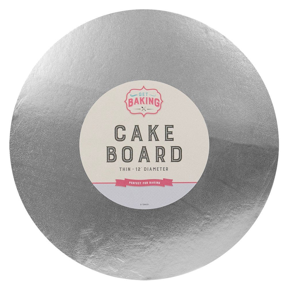 Stalwart 30cm round silver cake board
