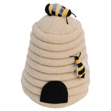 Beehive fabric door stop with beige honeycomb design