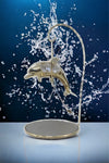 24k Gold Plated Dolphin on a Mirrored Stand with Swarovski Crystals