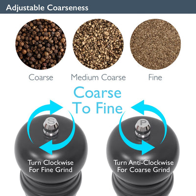 Blackmoor 68049 Manual Salt and Pepper Grinder Set/Classic Wooden Design with Ceramic Grinding Core/Adjustable Coarseness/Black Colour