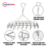 Laundry Mate Sock Hanger With 40 Pcs Clothes Pegs Stainless Steel Drying Rack Airer for Baby Clothes, Socks & Underwear With 360° Rotating Swivel Hook Durable & Rust-proof Including 40 Laundry Peg