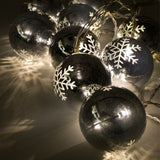10 warm white LED snowflake bauble battery string lights