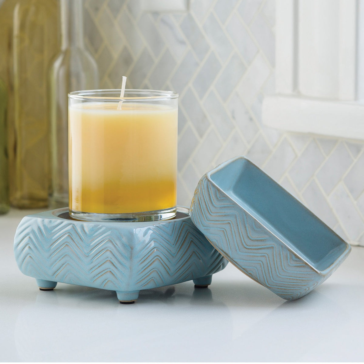 Candle Warmers Chevron 2-in-1 wax melt and jar candle warmer