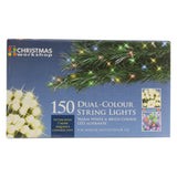 150 dual-colour LED Christmas lights in warm white and multicolour