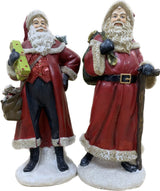 26cm Santa with gifts resin ornament pair