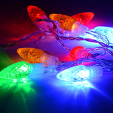 10 multicolour jewel cone LED battery lights close up