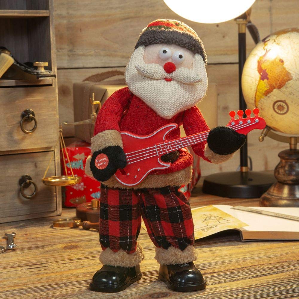 Musical dancing Santa with guitar 35cm