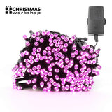 200 pink LED chaser Christmas lights – 13.9m