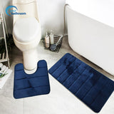 Your Bathroom blue two-piece memory foam bath mat set