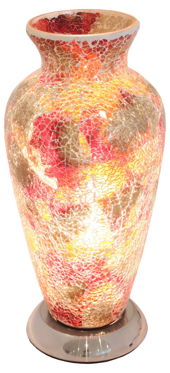 Large Mosaic Vase Lamp in Red