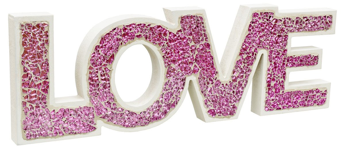 Pink mosaic LOVE letter decoration