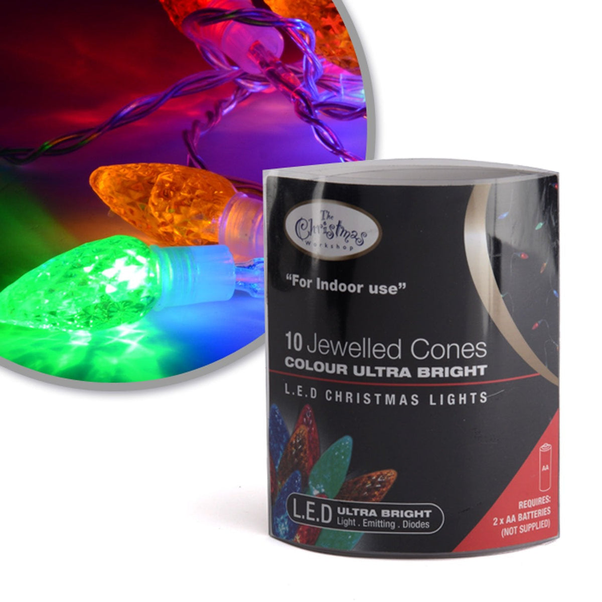 10 multi-colour LED diamond battery fairy lights 0.9m