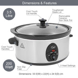 Quest 3.5L 200W slow cooker with ceramic pot