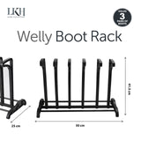 LKH black metal welly boot rack – holds 3 pairs