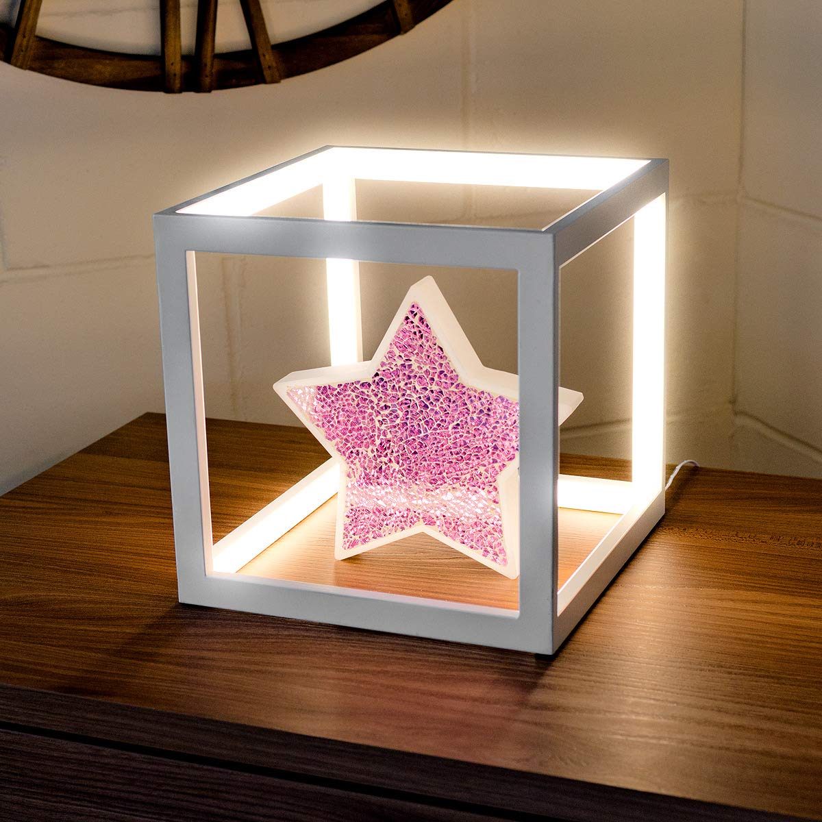 Pink mosaic glass star decoration