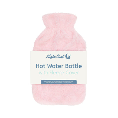 Night Owl 64139 Hot Water Bottle with Blush Pink Faux Fur Cover / 32.5cm / 2 Litre Capacity/Provides Warmth and Pain Relief,Standard