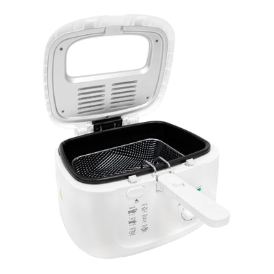 Quest 35119 2.5L Deep Fryer/Features Removable Lid & Large Observation Window/Adjustable Temperature/Ergonomic Cool Touch Handle/White, 1800 W, 2.5 liters,