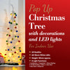 The Christmas Workshop 88220 6ft Pre-Lit Christmas Tree/White Artificial Christmas Tree/Pre-Decorated Pop-Up Tree / 60 LED Warm White Light Bulbs & 60 Baubles