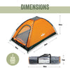 Milestone Camping 18839 Dome Tent/Sleeps 2 People/Water Resistant/Portable Carry Bag Included/Double Zipper Door & Mesh Window / 105cm x 150cm x 210cm