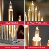 Silver Christmas candle bridge with 33 warm white lights