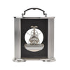 Widdop Silver & Black Mantel Clock with Skeleton Movement and Brushed Aluminium Frame