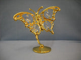24K gold-plated butterfly ornament on stand with Swarovski crystal