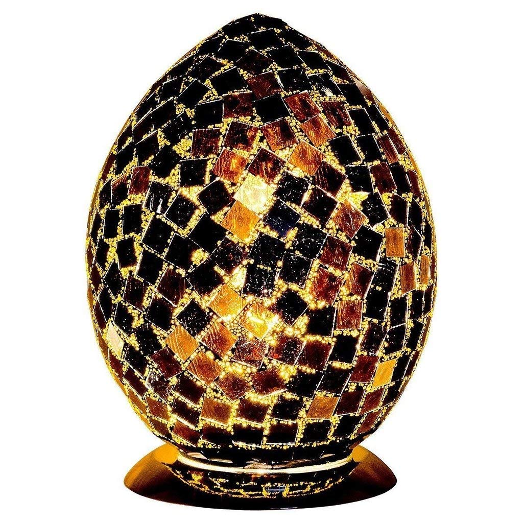 30cm black mosaic glass egg table lamp