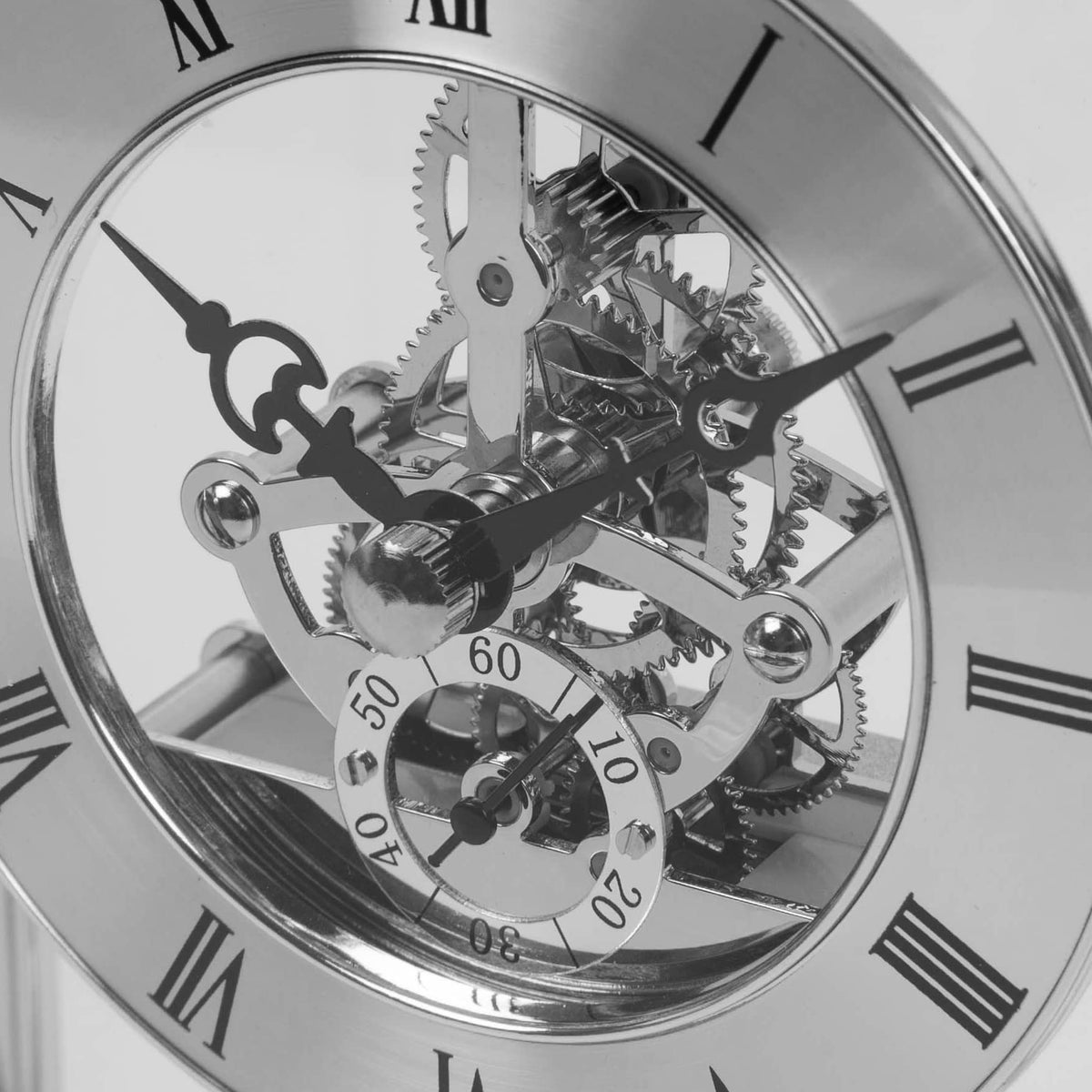 Widdop brushed aluminium carriage mantel clock with rotating pendulum