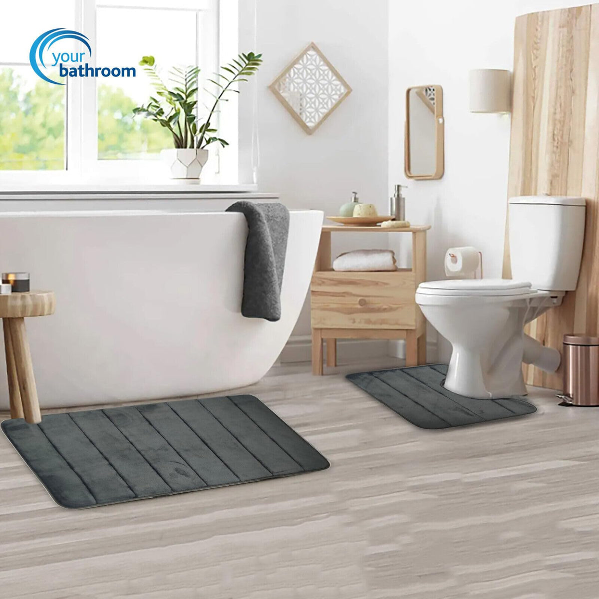 Your Bathroom grey two-piece memory foam bath mat set