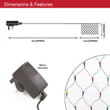 108 multi-coloured LED Christmas net lights – 1.2 x 1.2m