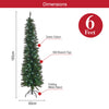 The Christmas Workshop 70660 6ft Green Pre-Lit Slimline Artificial Indoor Decoration | Includes Folding Metal Christmas Tree Stand | 560 Tips & 110 LED Lights