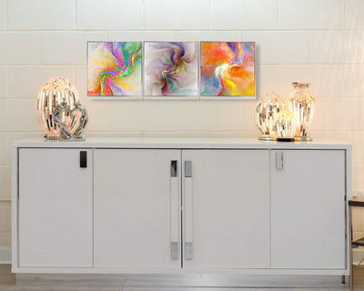 Febland Framed Acrylic Pictures-Marble Manifest (Set of 3), Multi-Colour Colour, Large