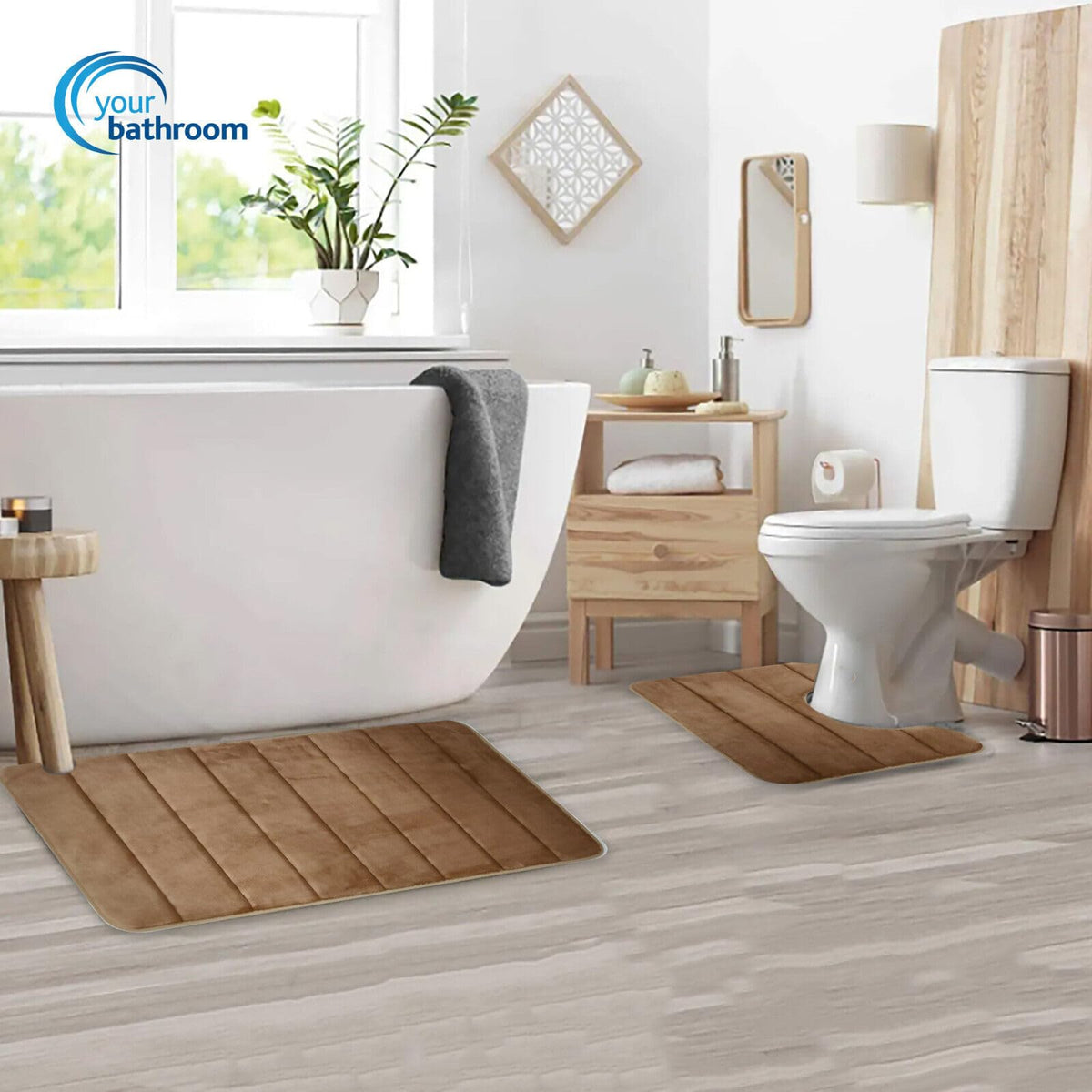 Your Bathroom champagne two-piece memory foam bath mat set
