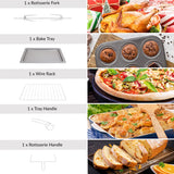 Quest 26L black countertop mini oven with twin hob and rotisserie