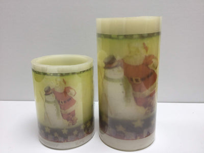 Premier Decorations 10cm LED Pillar Candle With Santa Design