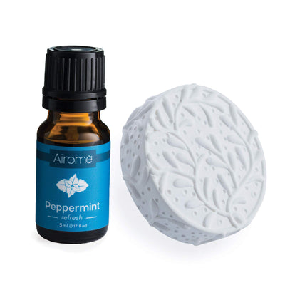 Ceramic Essential Oil Diffuser for Car + Peppermint Essential Oil, Vineyard