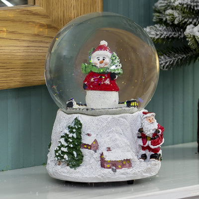 The Christmas Workshop 84410 Musical Snow Globe/Snowman Festive Decoration/Wind Up & Play / 11cm x 10cm x 15cm