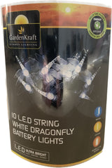 White dragonfly battery string lights with 10 LEDs