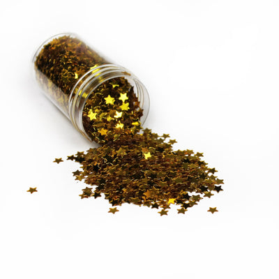 Christmas Star Confetti Glitter Pots, 12 Packs of Assorted Colours Red Silver Gold Multi Coloured